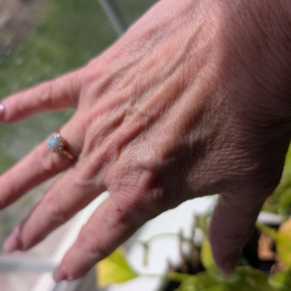Antique Victorian Opal & Pearl 10k Ring - Picture 9 of 9
